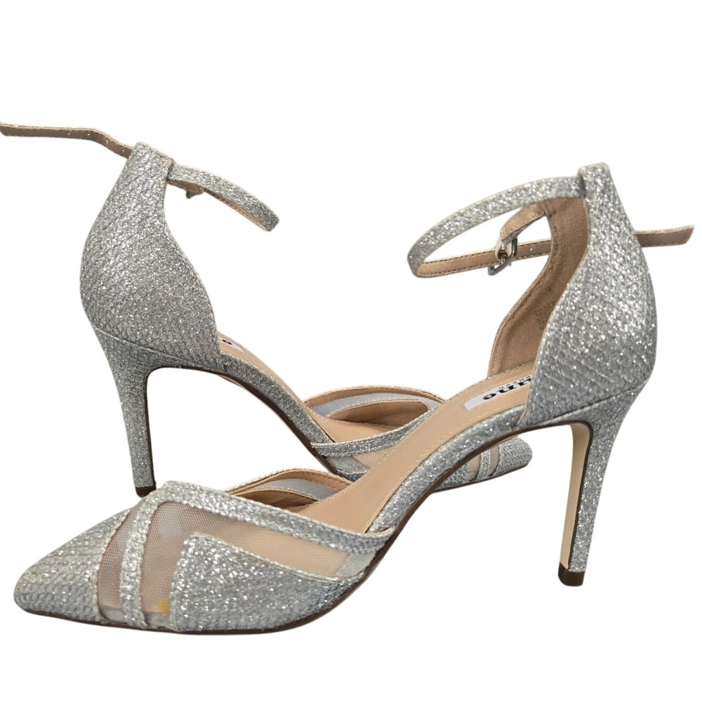 DUNE Heels Silver Glitter Shoes‎ Pointed Toe Occasion Wedding Party UK 36 US 5.5